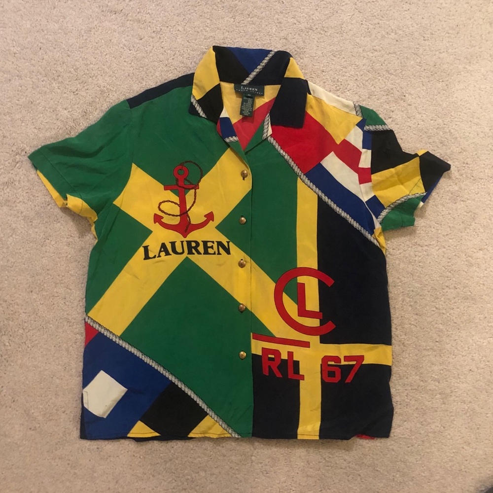 Lauren Sailing Print Silk Shirt